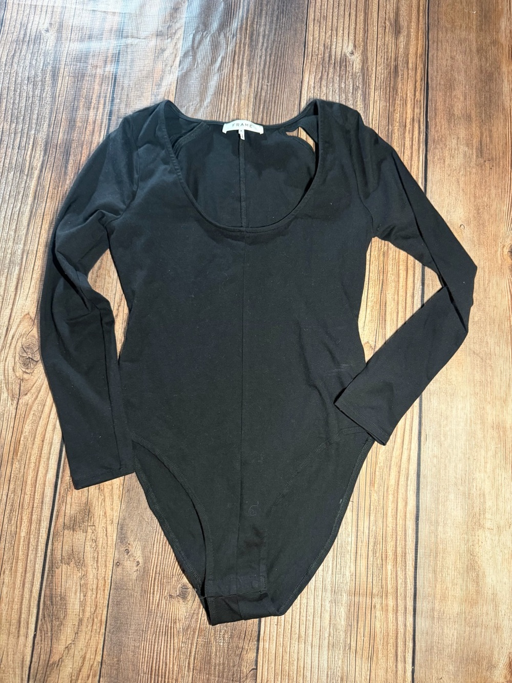 Frame M Black Long-Sleeve Scoop Neck Bodysuit - Women